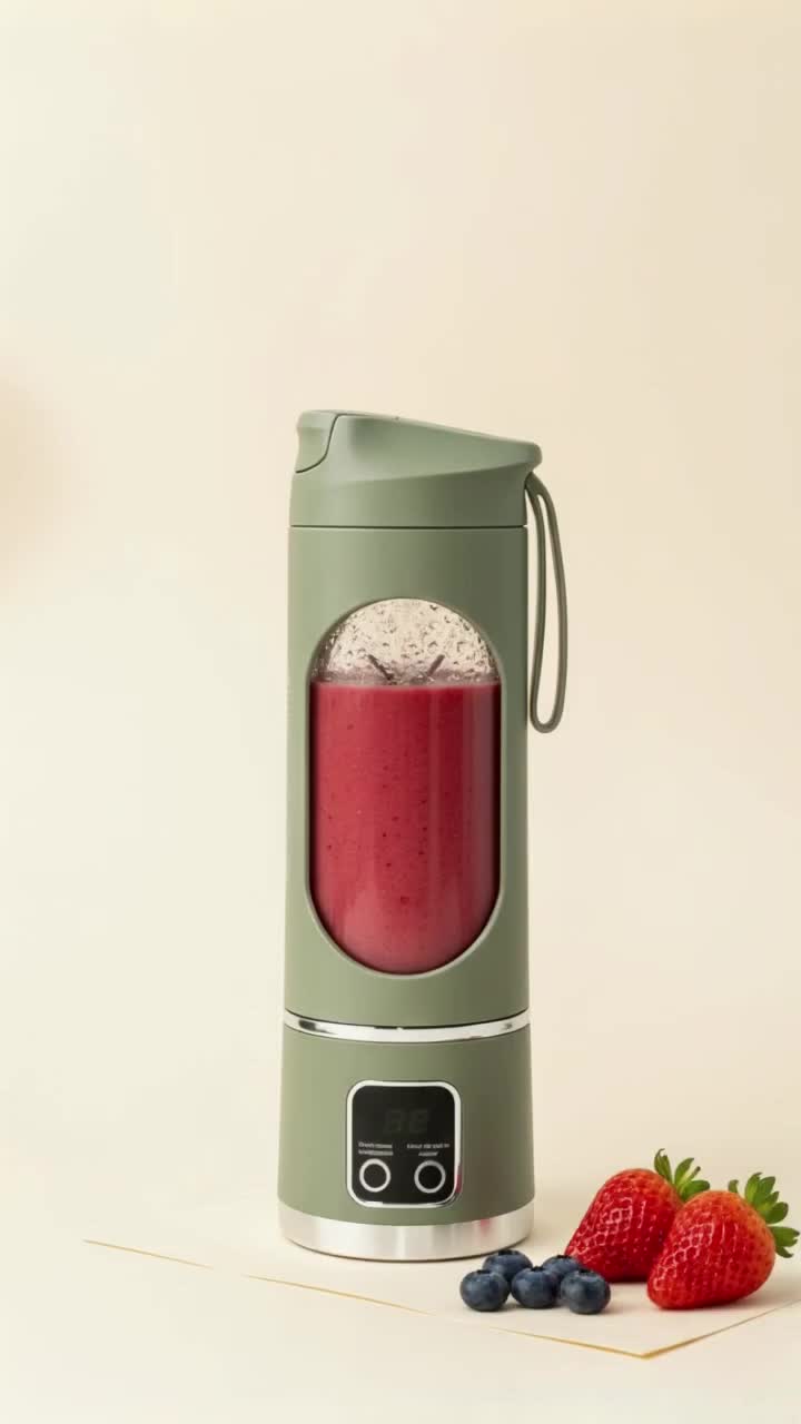 Le Freshy Blender One rempli d'un smoothie aux fruits rouges