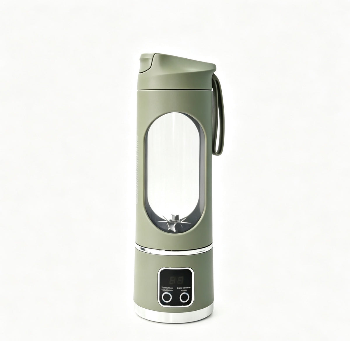 Freshy Blender One vert armée, blender portable sans fil de 450 ml, vu de trois quarts face