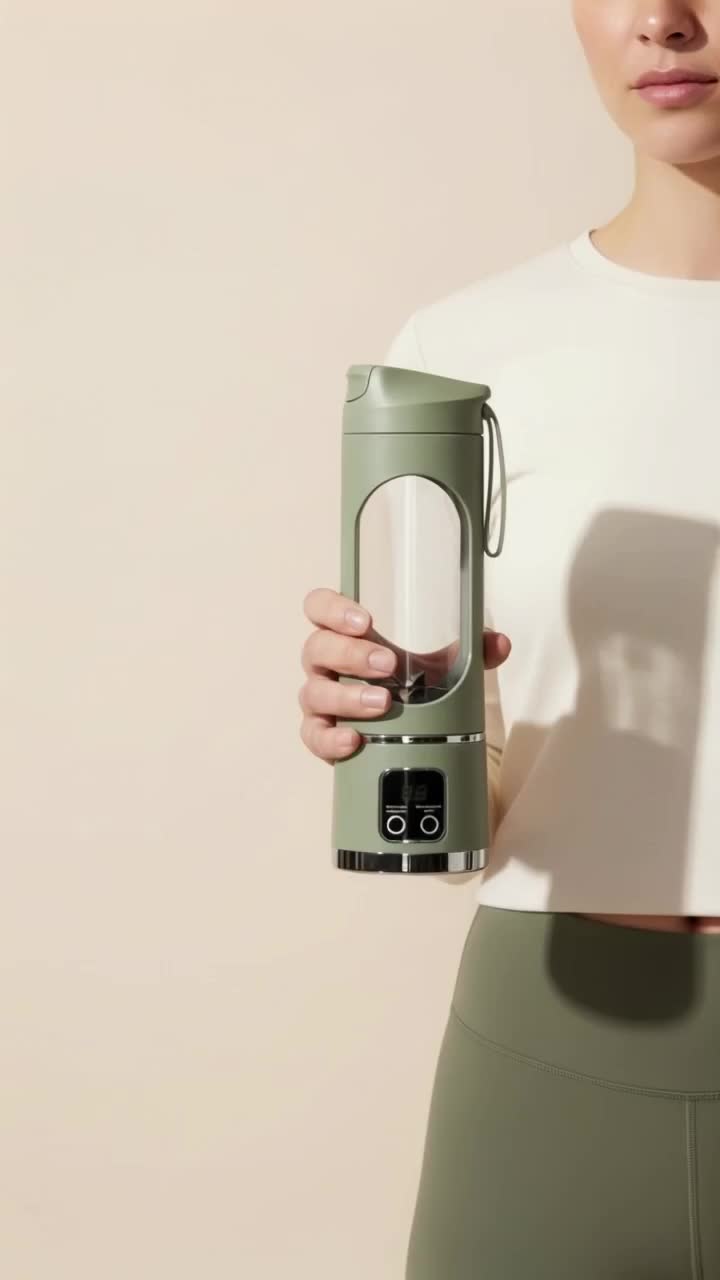 Le Freshy Blender One vert armée tenu à la main après une séance
